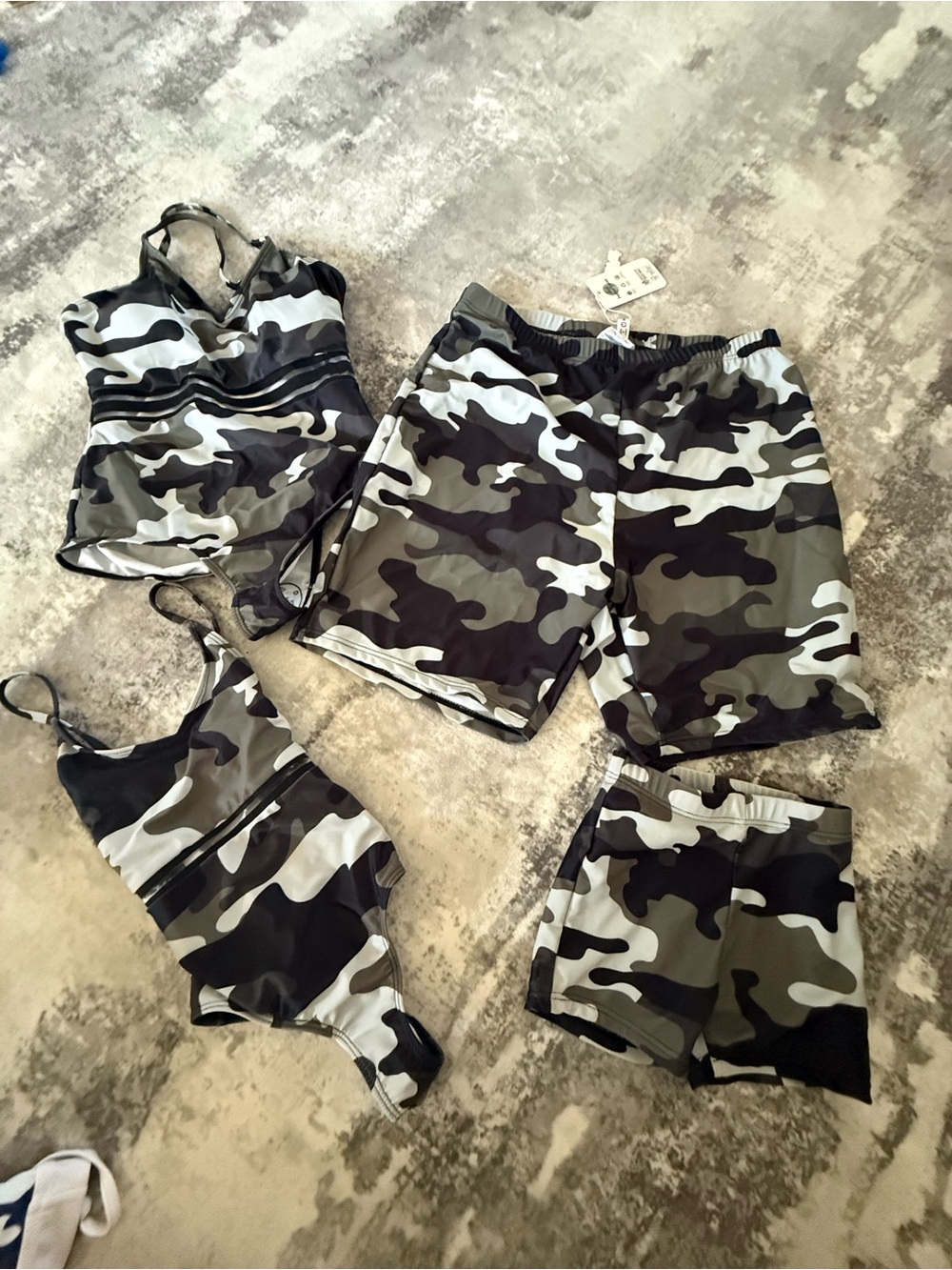 Camo Swim Set - Gray & Olive Printed Swimwear